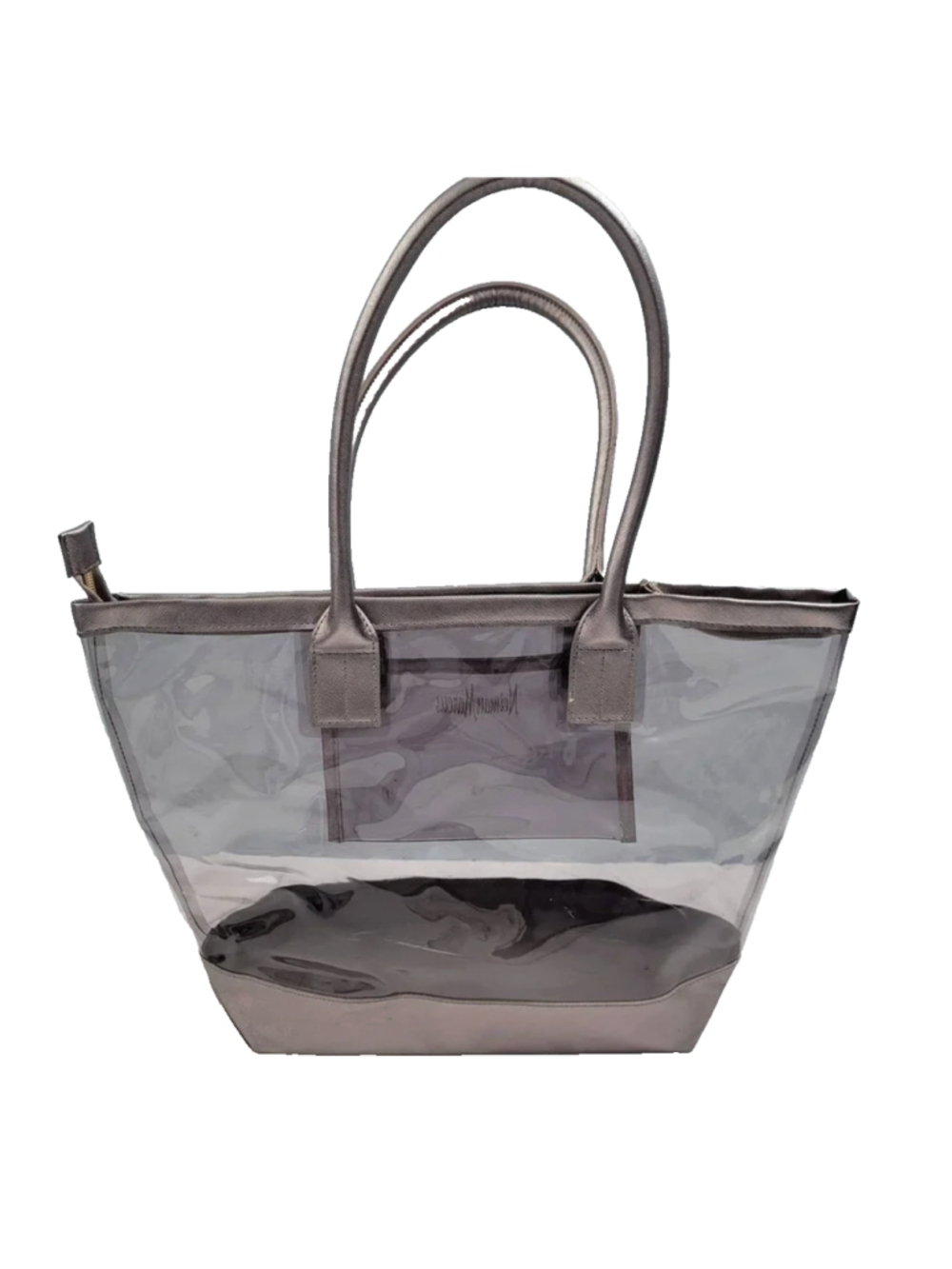 Neiman Marcus Clear PVC Tote Sliver Handbag Shopper new